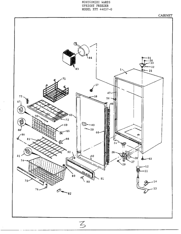 Cabinet Diagram and Parts List for 44057  Frigidaire Freezer