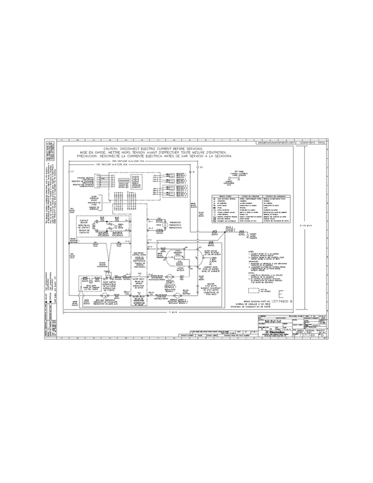 Wiring Diagram Diagram and Parts List for CARE1011MW0  Frigidaire Dryer