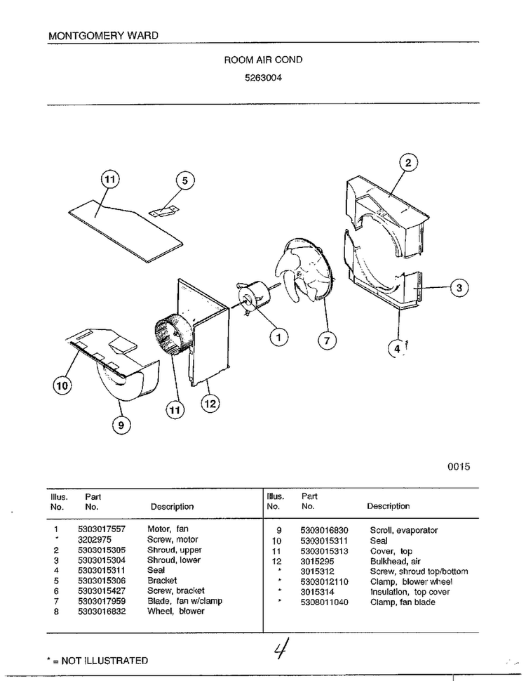 Room Air Conditioner Page 4 Diagram and Parts List for 5263004  Frigidaire Air Conditioner