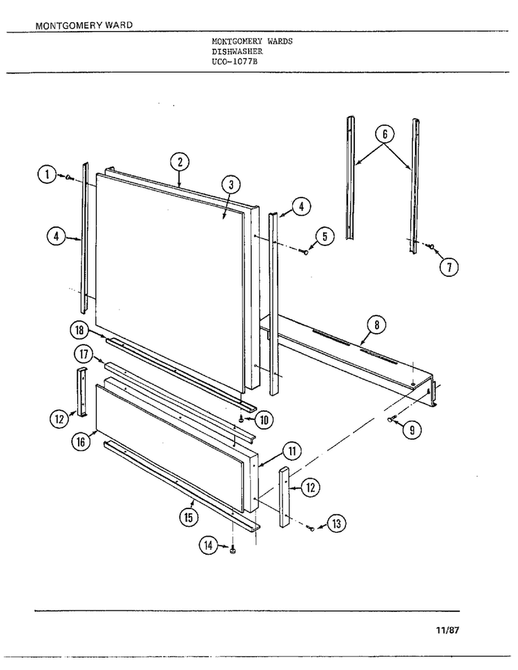 Dishwasher Page 2 Diagram and Parts List for 1077B  Frigidaire Dishwasher