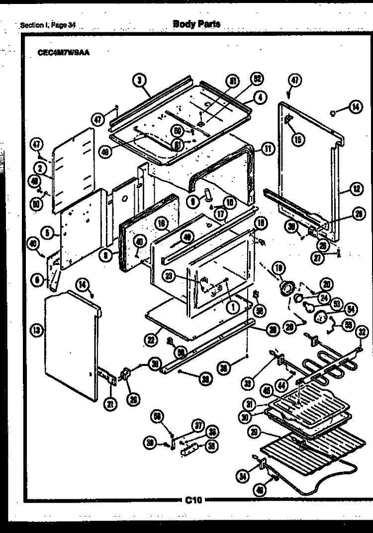 BODY PARTS Diagram and Parts List for CEE2M4WSAA  Gibson Range