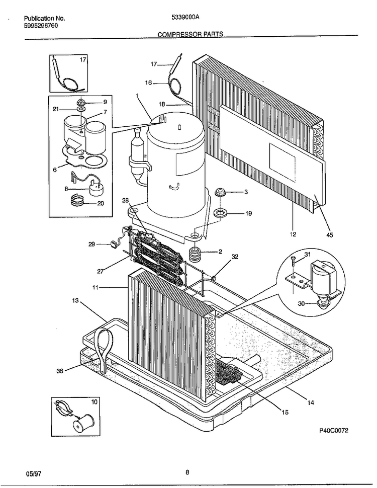Compressor Parts Diagram and Parts List for 5339000  Frigidaire Air Conditioner