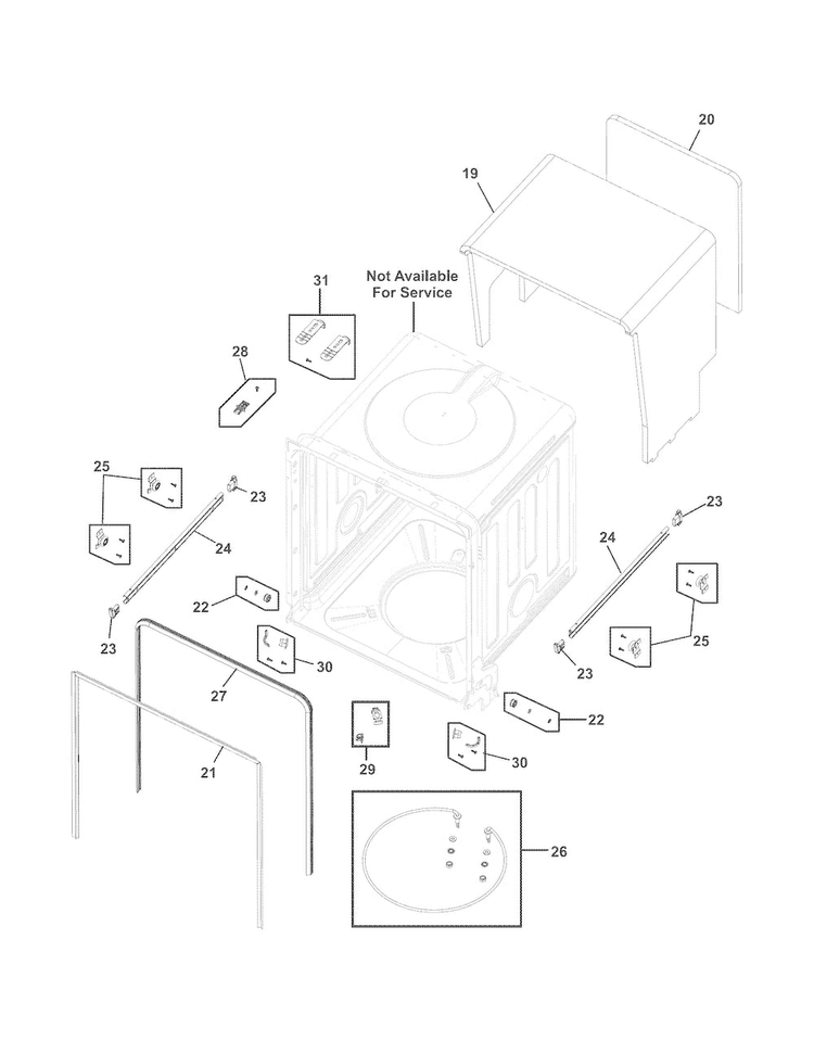 Tub Diagram and Parts List for FGHD2472PW0  Frigidaire Dishwasher