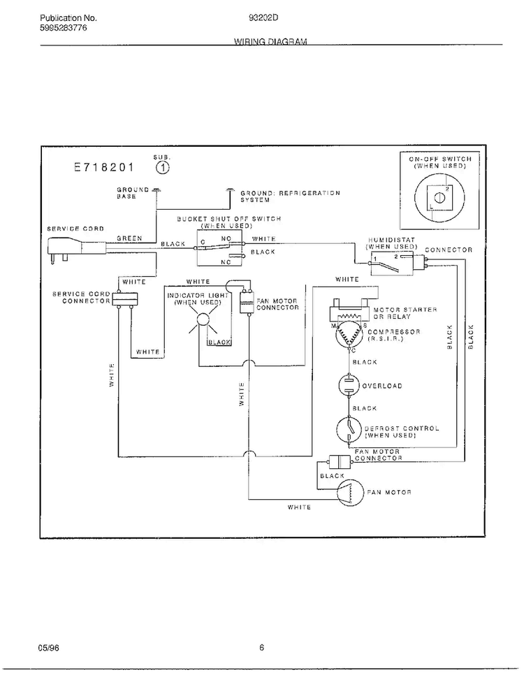 Wiring Diagram Diagram and Parts List for 93202D  Frigidaire Dehumidifier