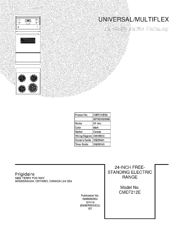 COVER Diagram and Parts List for CMEF212EB6  Uni Range