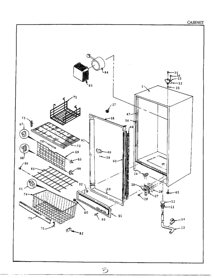 Cabinet Diagram and Parts List for 49947A  Frigidaire Freezer