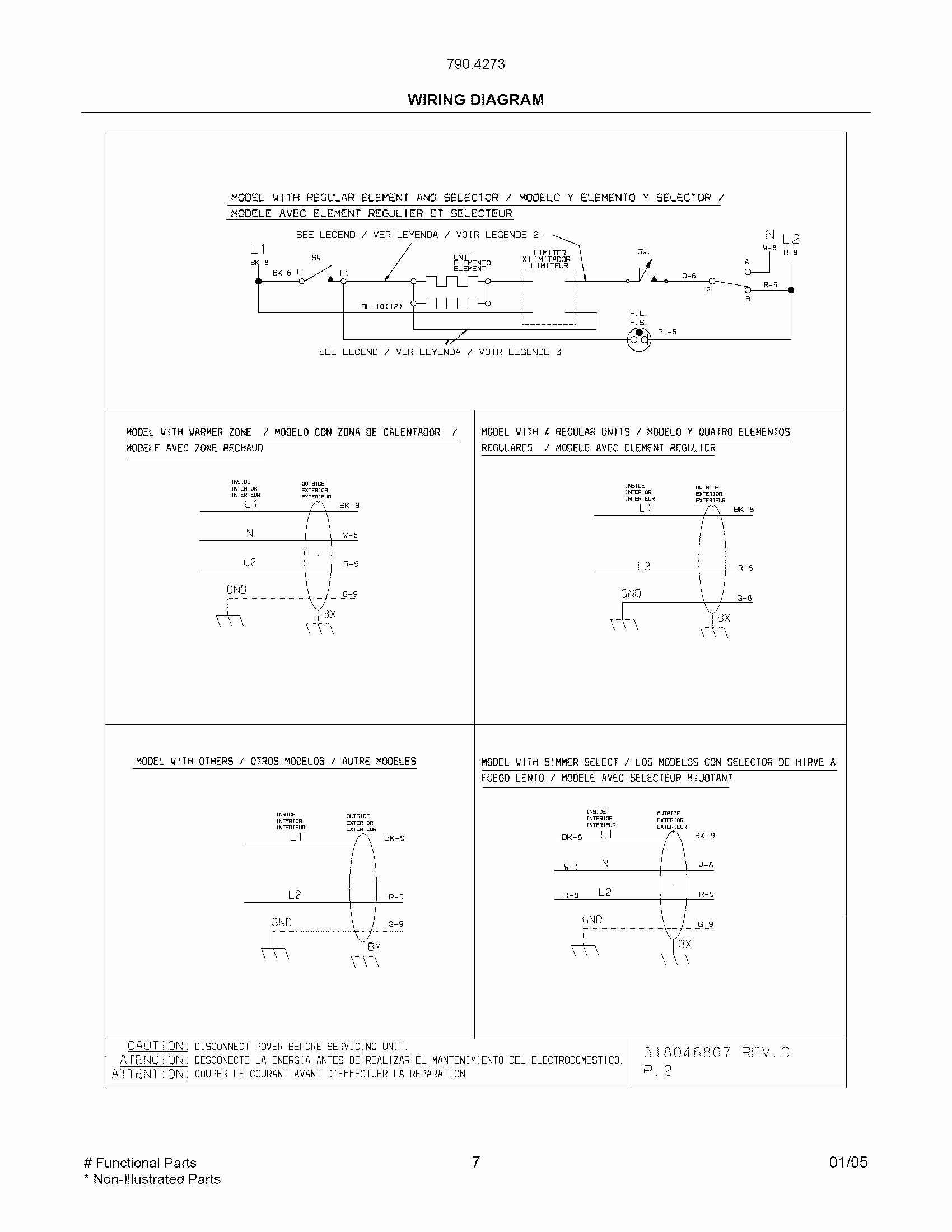 Wiring Diagram Diagram and Parts List for 79042734401  Kenmore Cooktop