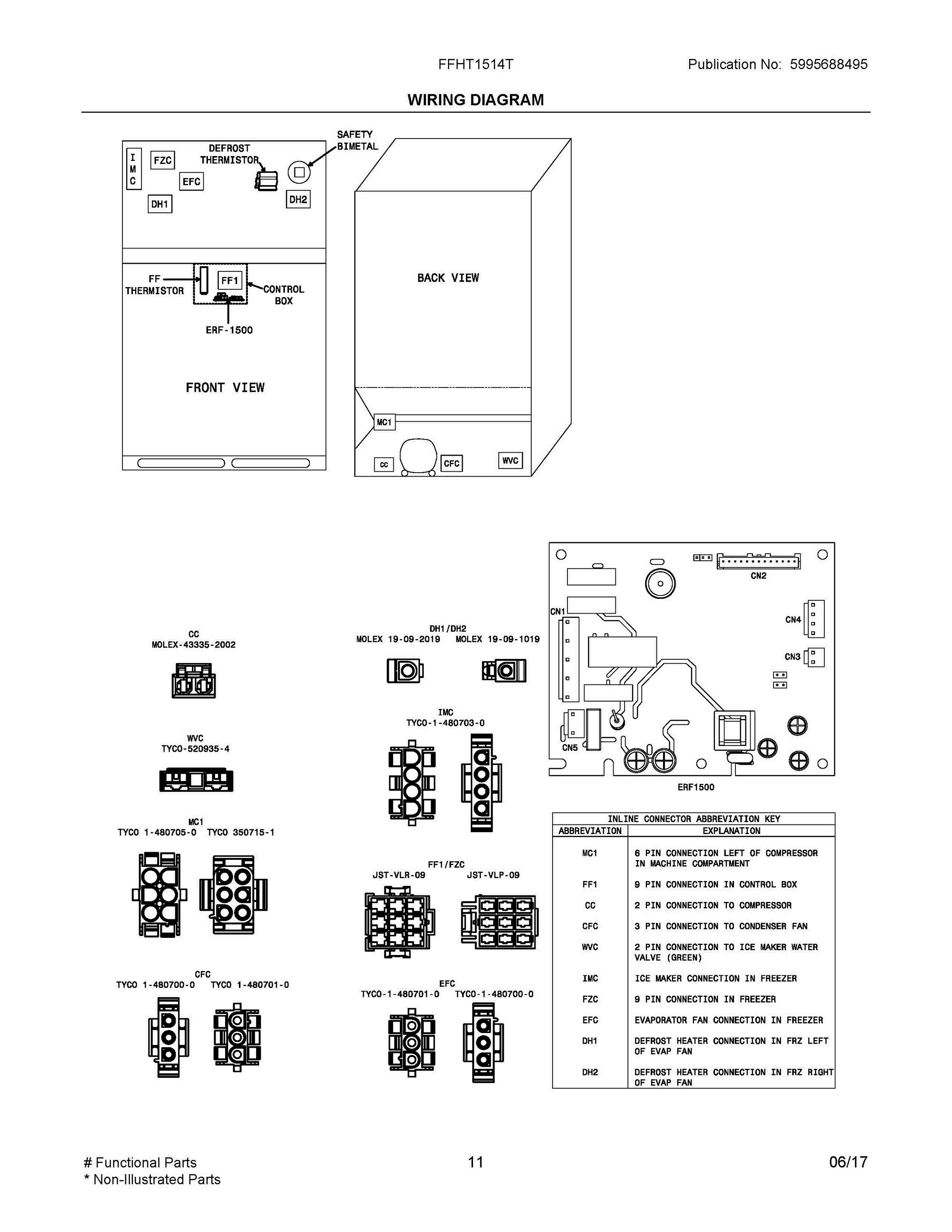 07 - WIRING DIAGRAM Diagram and Parts List for FFHT1514TB1  Frigidaire Refrigerator