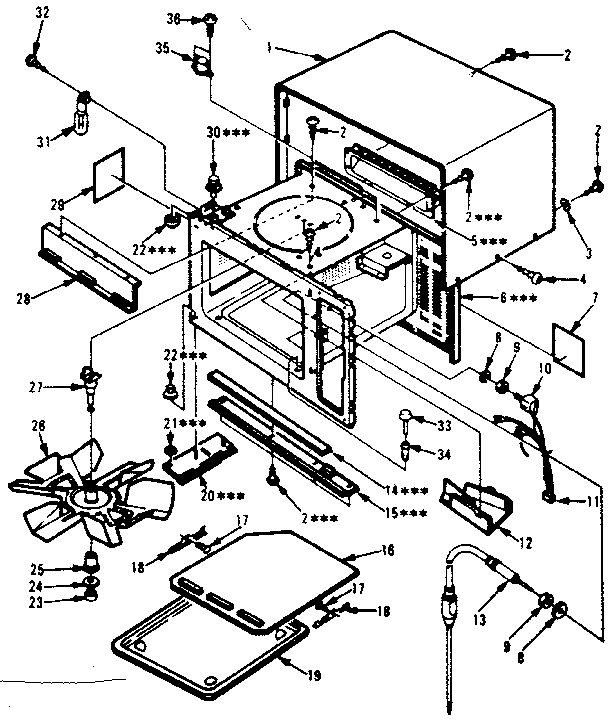 Cabinet Parts Diagram and Parts List for 5648788691  Kenmore Microwave
