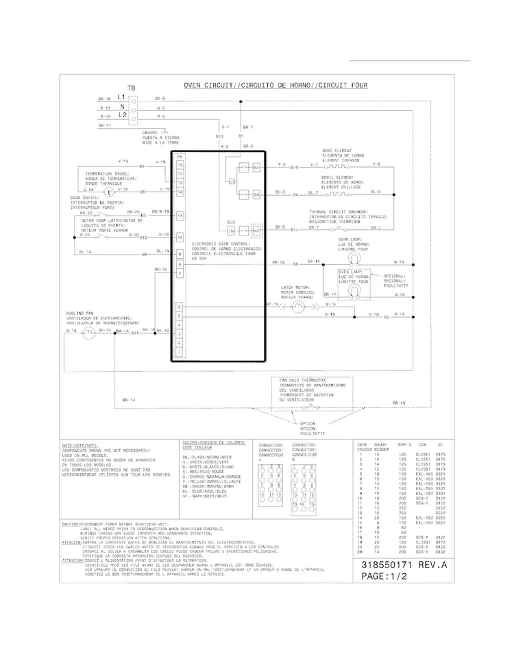 Wiring Diagram Diagram and Parts List for FFES3027LSD  Frigidaire Range