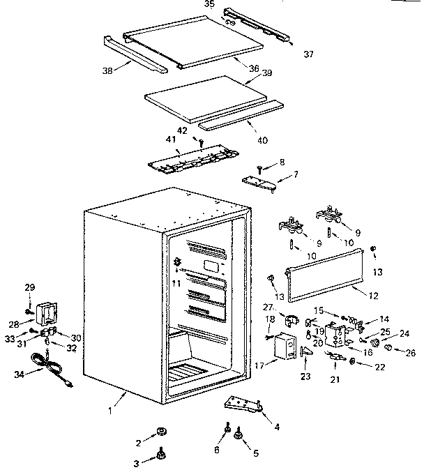 Cabinet Diagram and Parts List for 5648946050  Kenmore Refrigerator