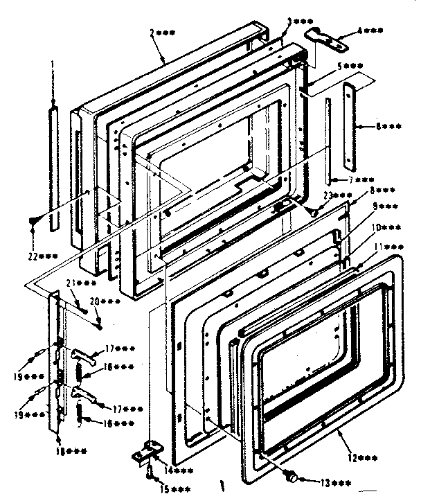 Door Parts Diagram and Parts List for 5648888621  Kenmore Microwave