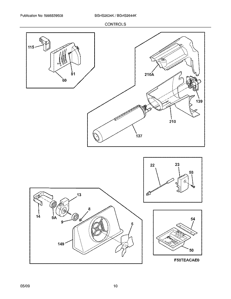 CONTROLS Diagram and Parts List for BGHS2644KF0  Frigidaire Refrigerator
