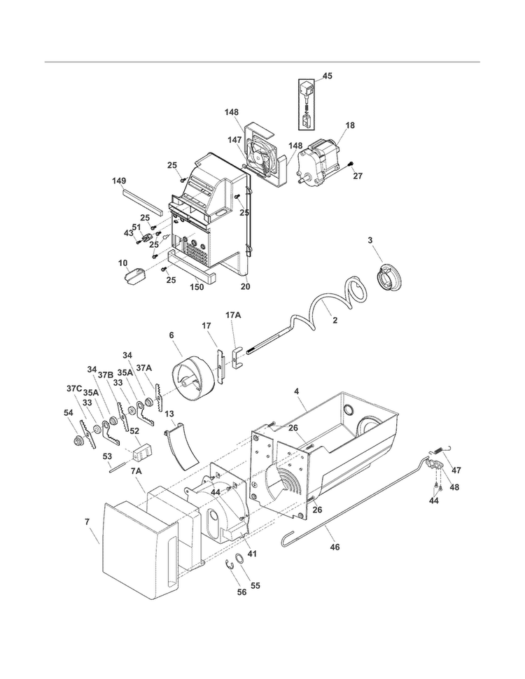 Ice Container Diagram and Parts List for EI27BS26JB6  Electrolux Refrigerator