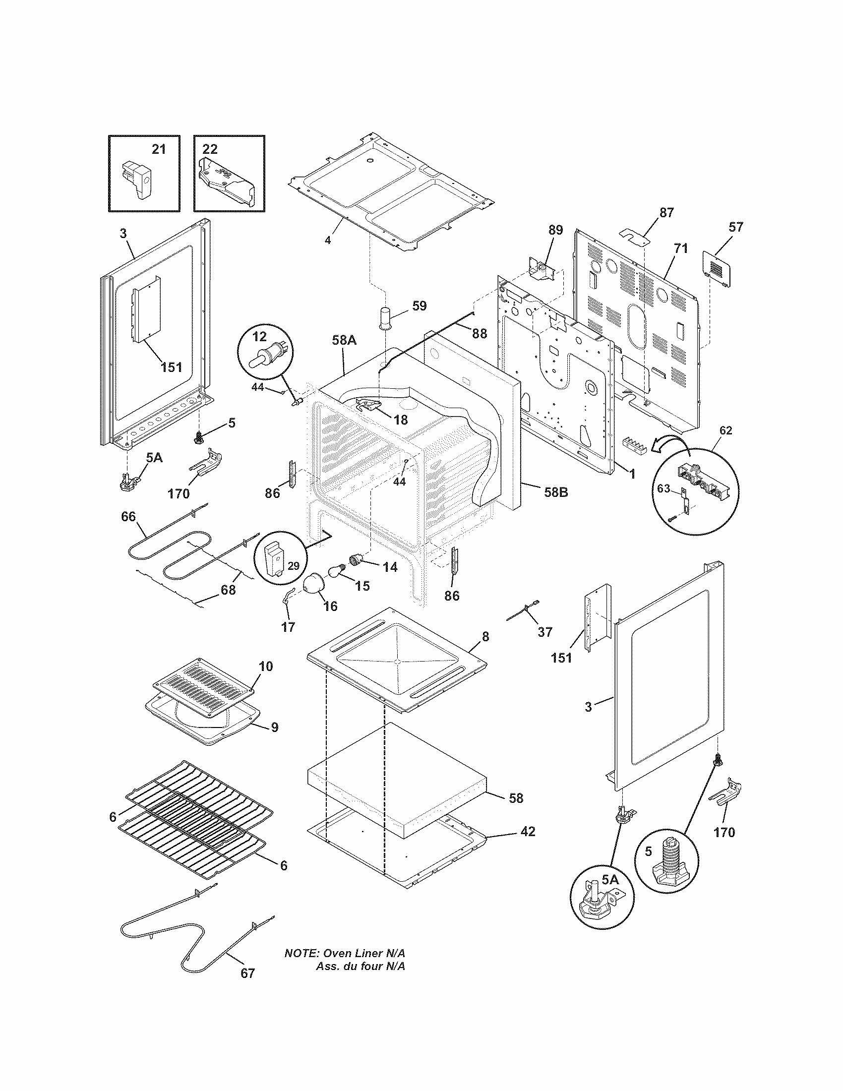 Body Diagram and Parts List for 79090212013  Kenmore Range