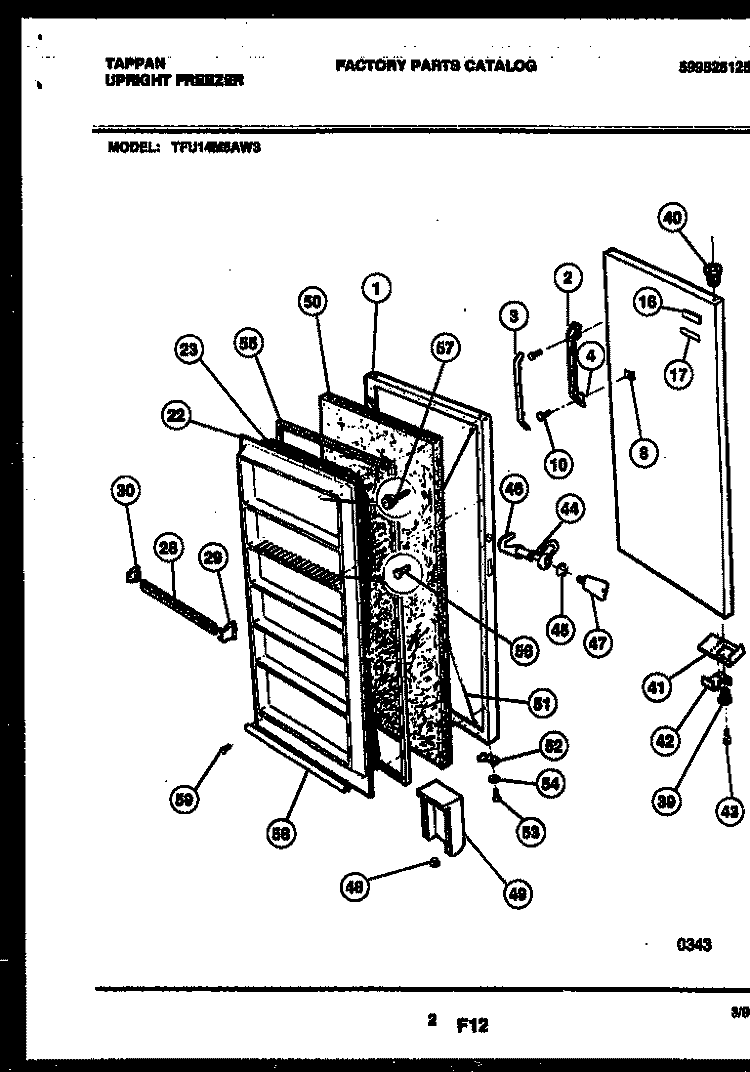 DOOR PARTS Diagram and Parts List for TFU14M5AW3  Tappan Freezer