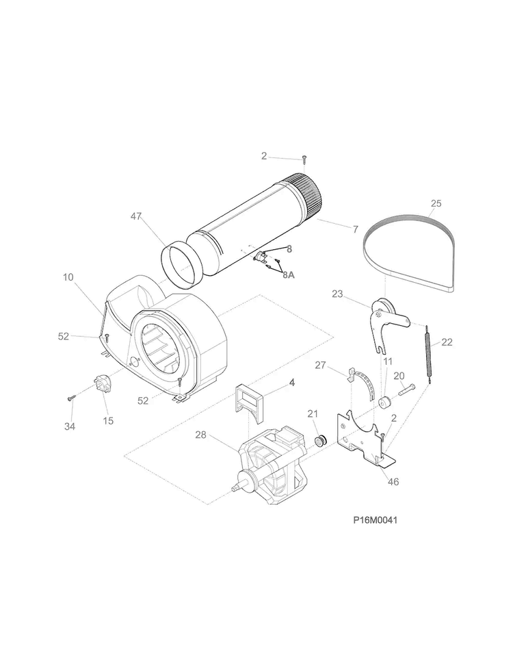 Motor Diagram and Parts List for 41791122311  Kenmore Dryer