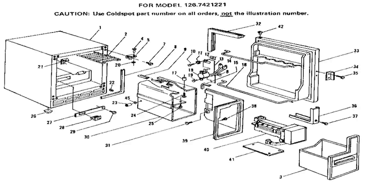 Cabinet Parts Diagram and Parts List for 1267421221  Kenmore Ice Maker