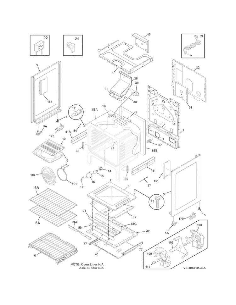 Body Diagram and Parts List for EI30GF35JSA  Electrolux Range