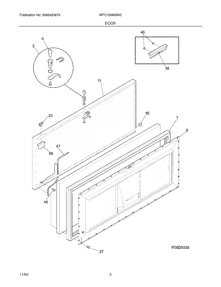 DOOR Diagram and Parts List for WFC15M4BW2  Westinghouse Freezer
