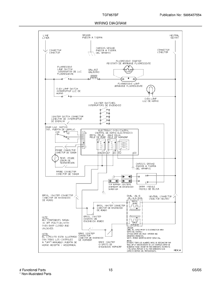 WIRING DIAGRAM Diagram and Parts List for TGF657BFB7  Tappan Range