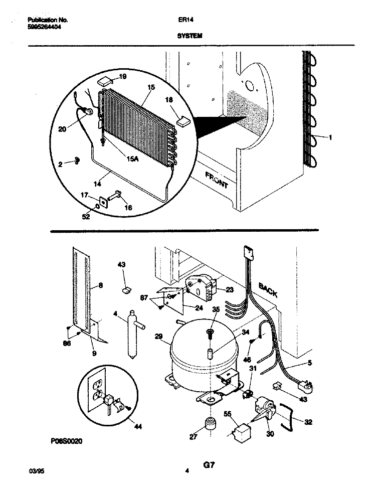 SYSTEM Diagram and Parts List for ER141  Frigidaire Freezer
