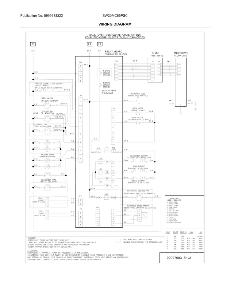 Wiring Diagram Diagram and Parts List for EW30MC65PSC  Electrolux Microwave Oven Combo