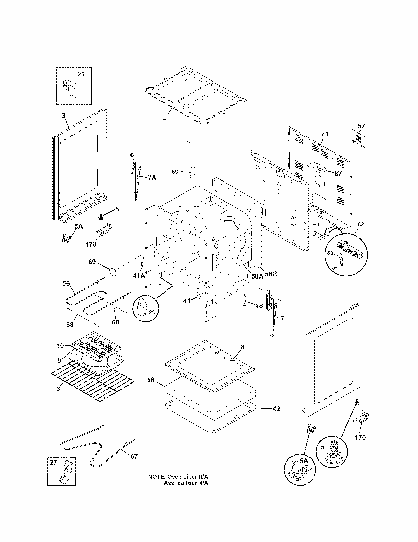 Body Diagram and Parts List for 79090821409  Kenmore Range