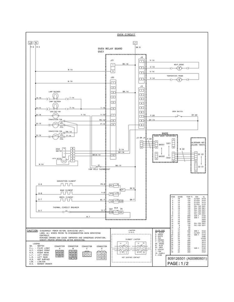 Wiring Diagram Diagram and Parts List for EI30EF4CQSA  Electrolux Range
