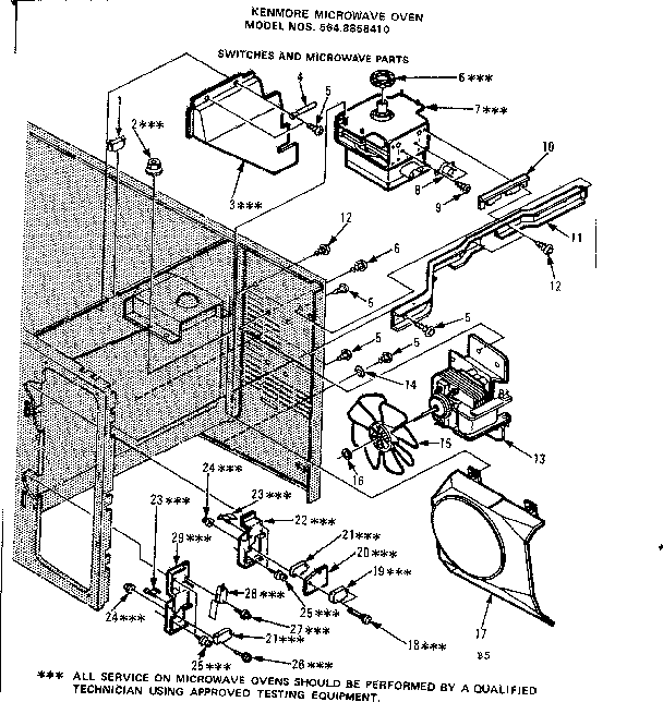 Switches And Microwave Parts Diagram and Parts List for 5648858410  Kenmore Microwave