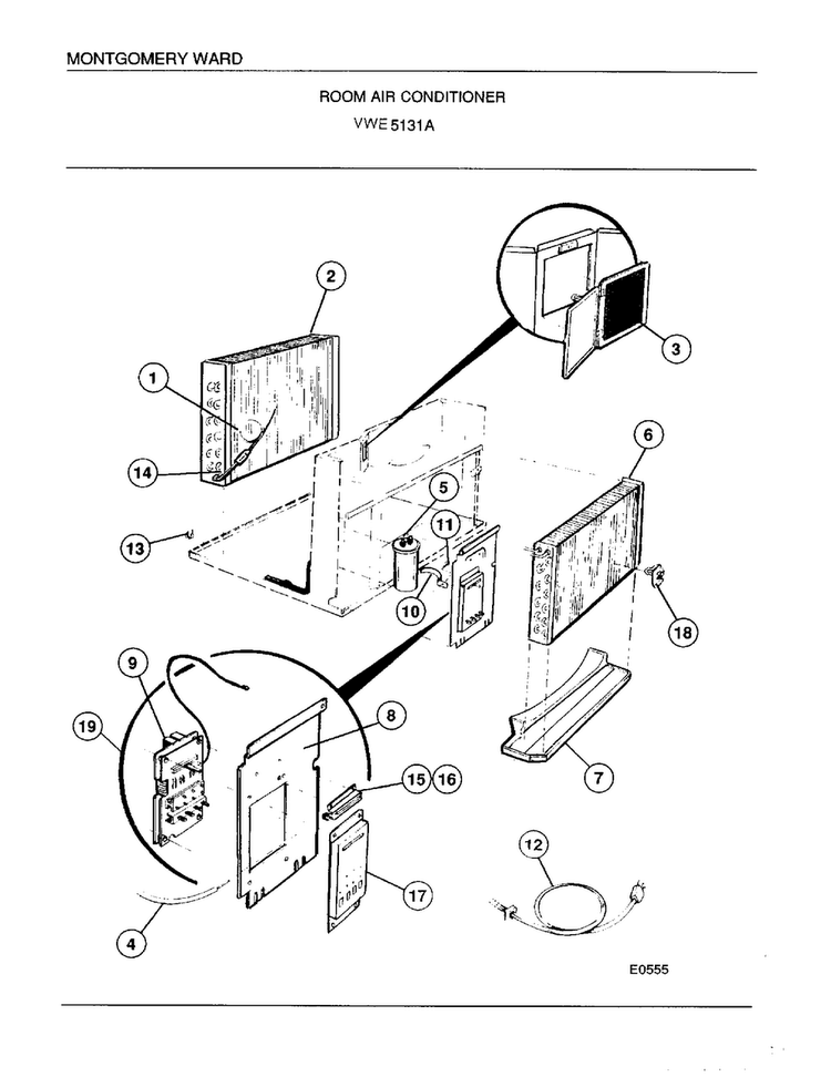 Room Air Conditioner Page 3 Diagram and Parts List for 5131A  Frigidaire Air Conditioner