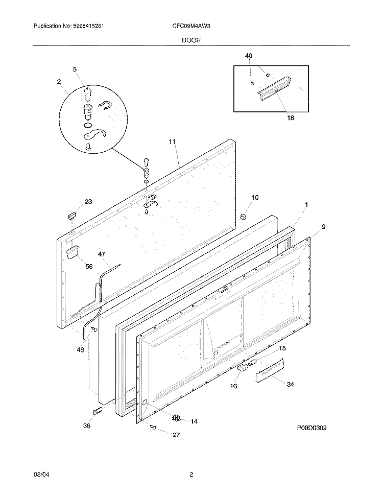 DOOR Diagram and Parts List for CFC09M4AW3  Uni Freezer