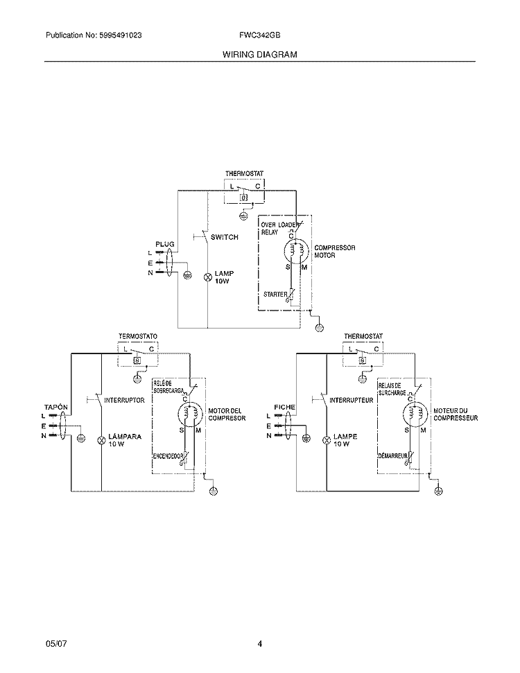 WIRING DIAGRAM Diagram and Parts List for FWC342GB  Frigidaire Wine and Beverage Cooler