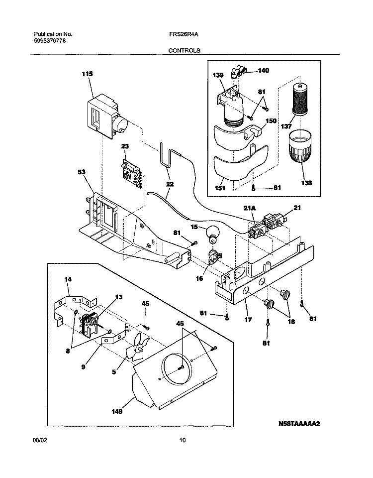 CONTROLS Diagram and Parts List for FRS26R4AW6  Frigidaire Refrigerator