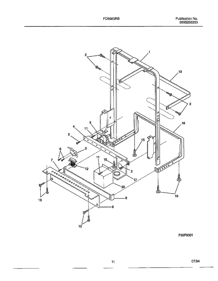 Dishwasher Page 10 Diagram and Parts List for 766  Frigidaire Dishwasher