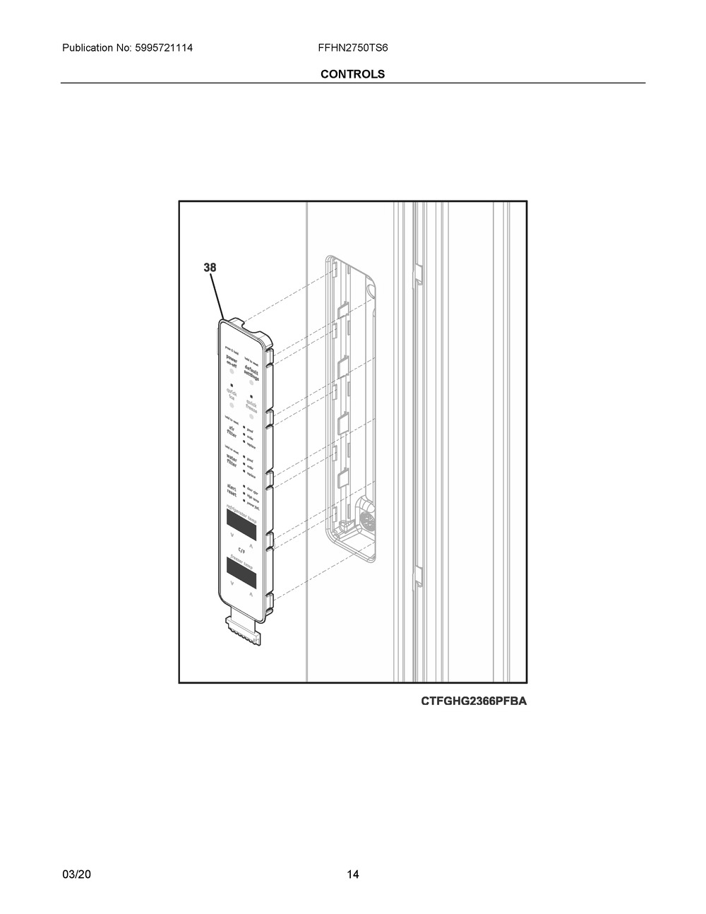 Controls Diagram and Parts List for FFHN2750TS6  Frigidaire Refrigerator