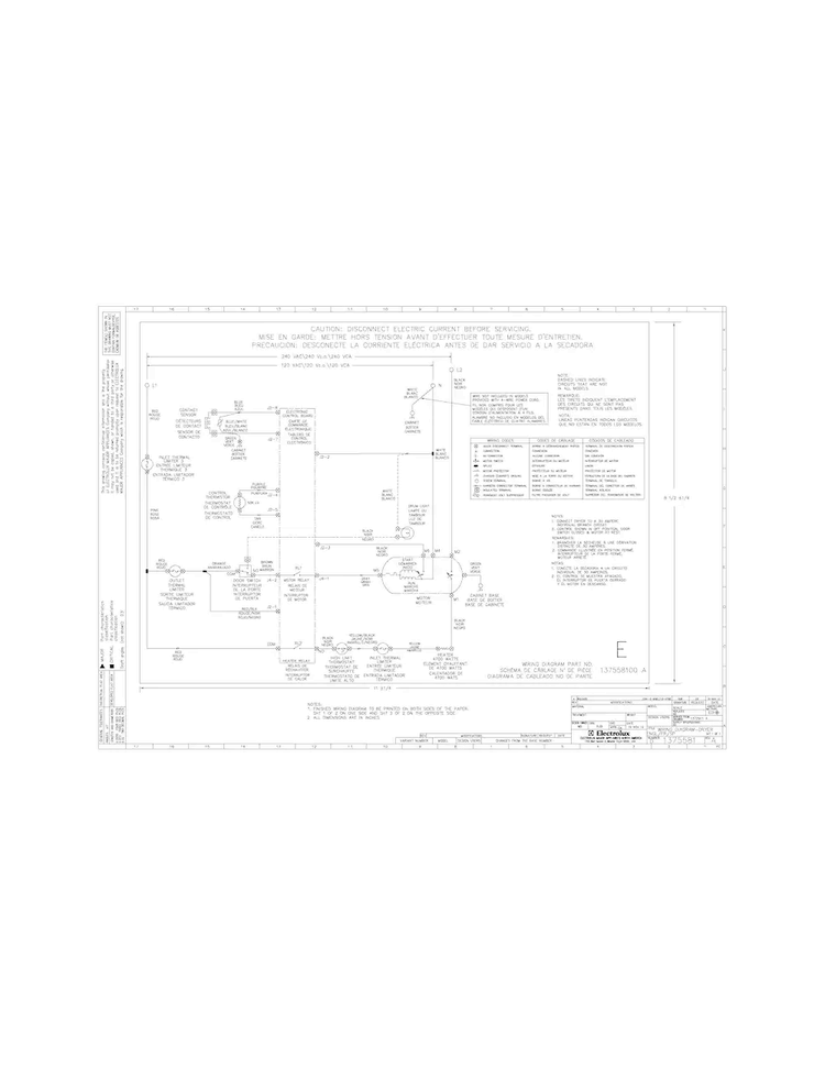 Wiring Diagram Diagram and Parts List for FFQE5000QW1  Frigidaire Dryer