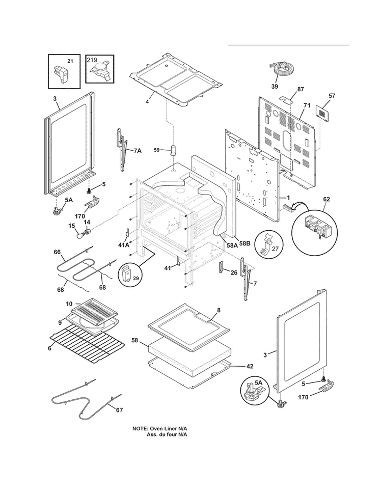 Body Diagram and Parts List for CFEF3005LWE  Frigidaire Range