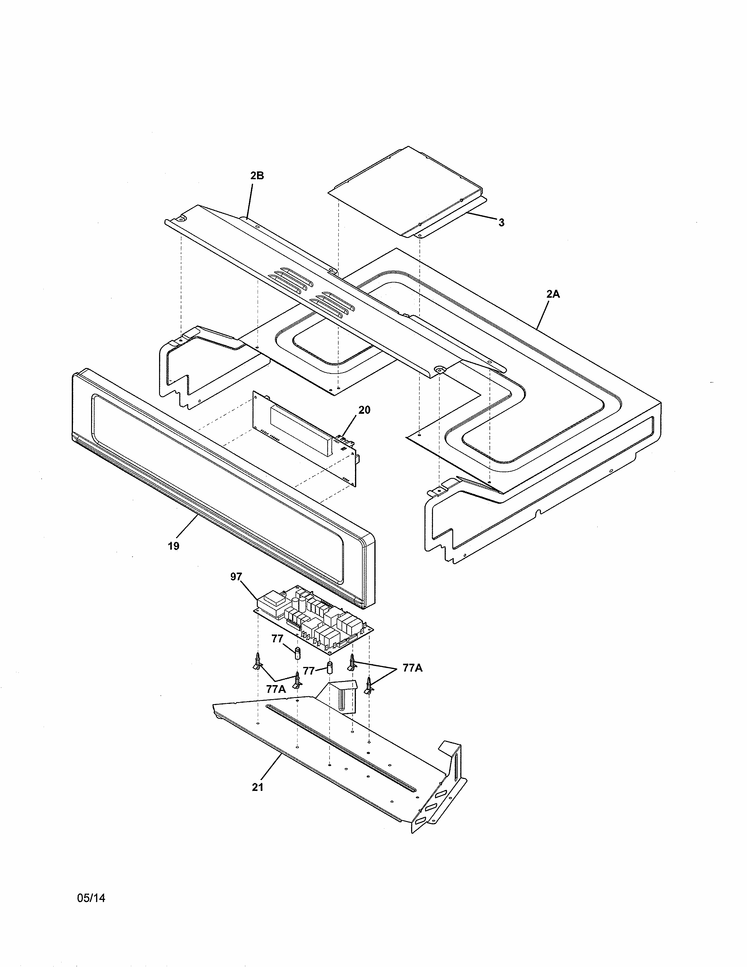 Control Panel Diagram and Parts List for 79049532312  Kenmore Wall Oven