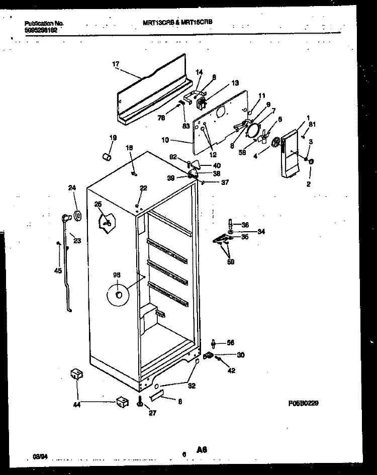 CABINET PARTS Diagram and Parts List for MRT15CRBZ1  Uni Refrigerator
