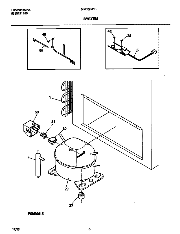 SYSTEM Diagram and Parts List for MFC09M6BW3  Frigidaire Freezer