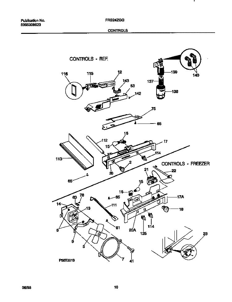 CONTROLS Diagram and Parts List for FRS24ZGGB1  Frigidaire Refrigerator