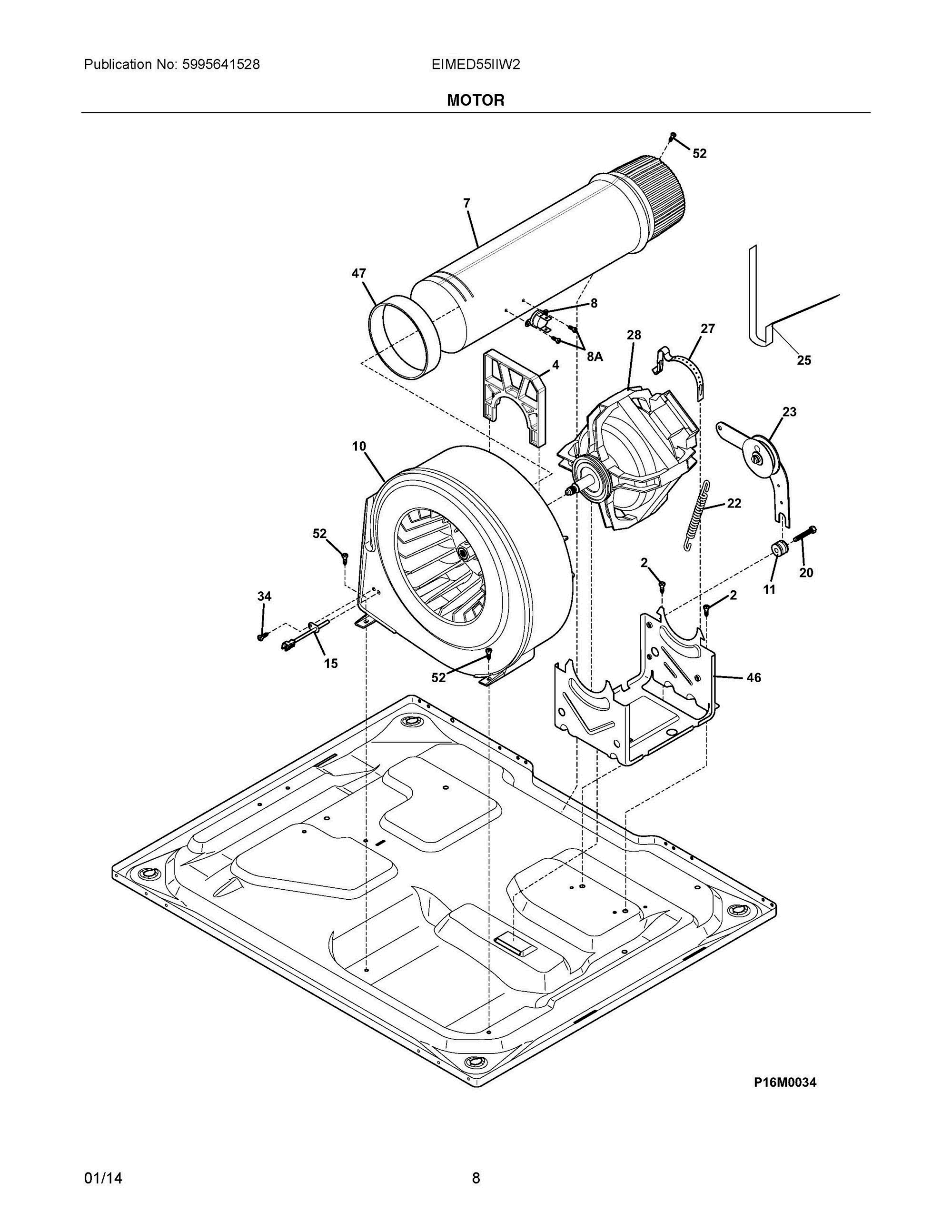 05 - MOTOR Diagram and Parts List for EIMED55IIW2  Frigidaire Dryer