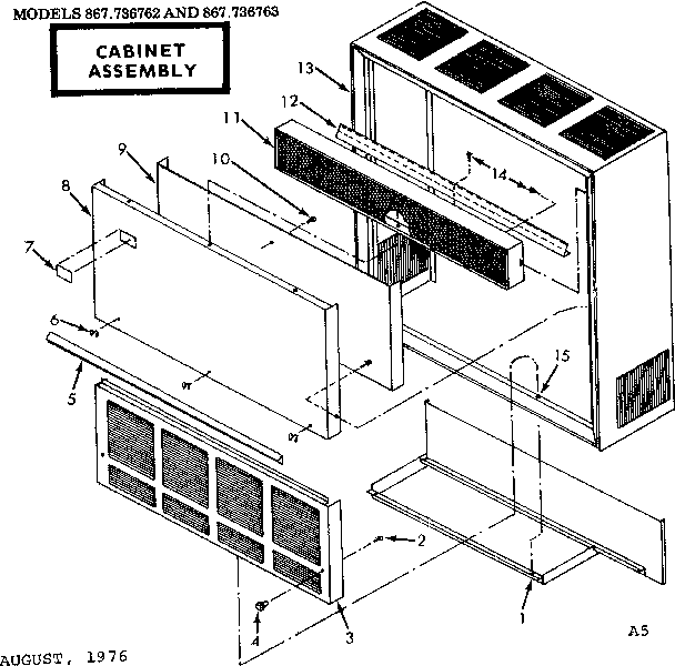 Cabinet assembly Diagram and Parts List for 867736762  Frigidaire Furnace