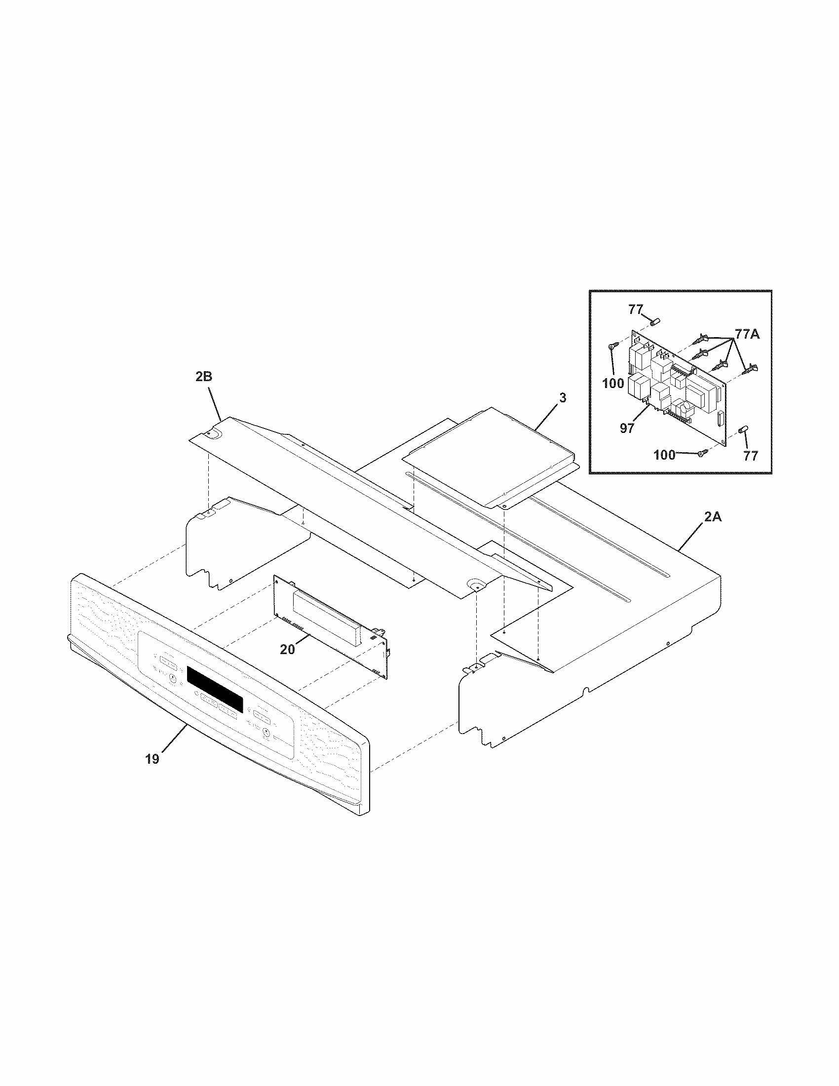 Control Panel Diagram and Parts List for 79048763901  Kenmore Wall Oven
