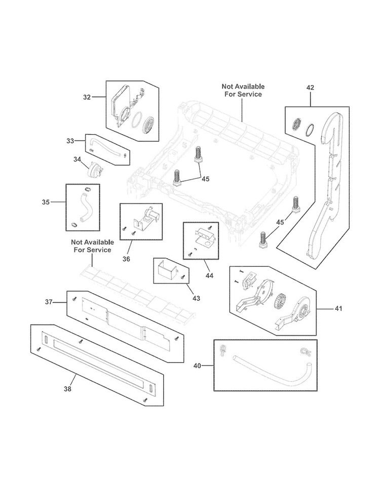 Frame Diagram and Parts List for FGHD2472PW0  Frigidaire Dishwasher