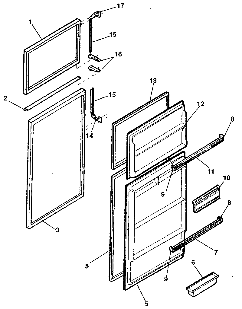 Door Diagram and Parts List for 2538791290-1987  Kenmore Refrigerator