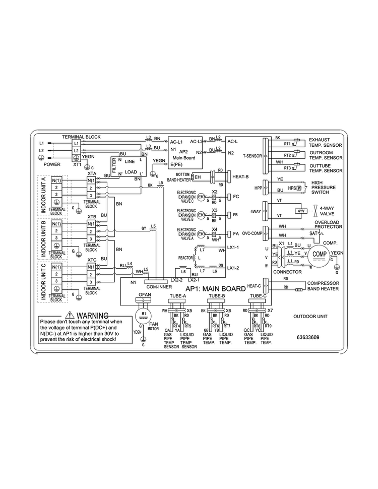 Wiring Diagram Diagram and Parts List for FFHP242ZQ20  Frigidaire Air Conditioner