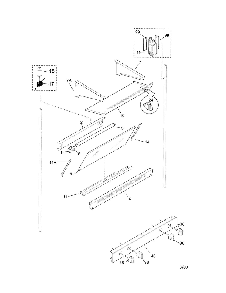 Splasher/light Diagram and Parts List for TGO336BGW3  Tappan Range
