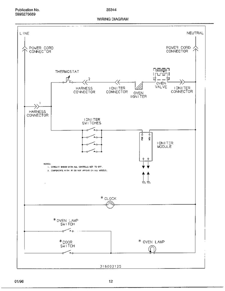 Wiring Diagram Diagram and Parts List for 283440B  Frigidaire Range